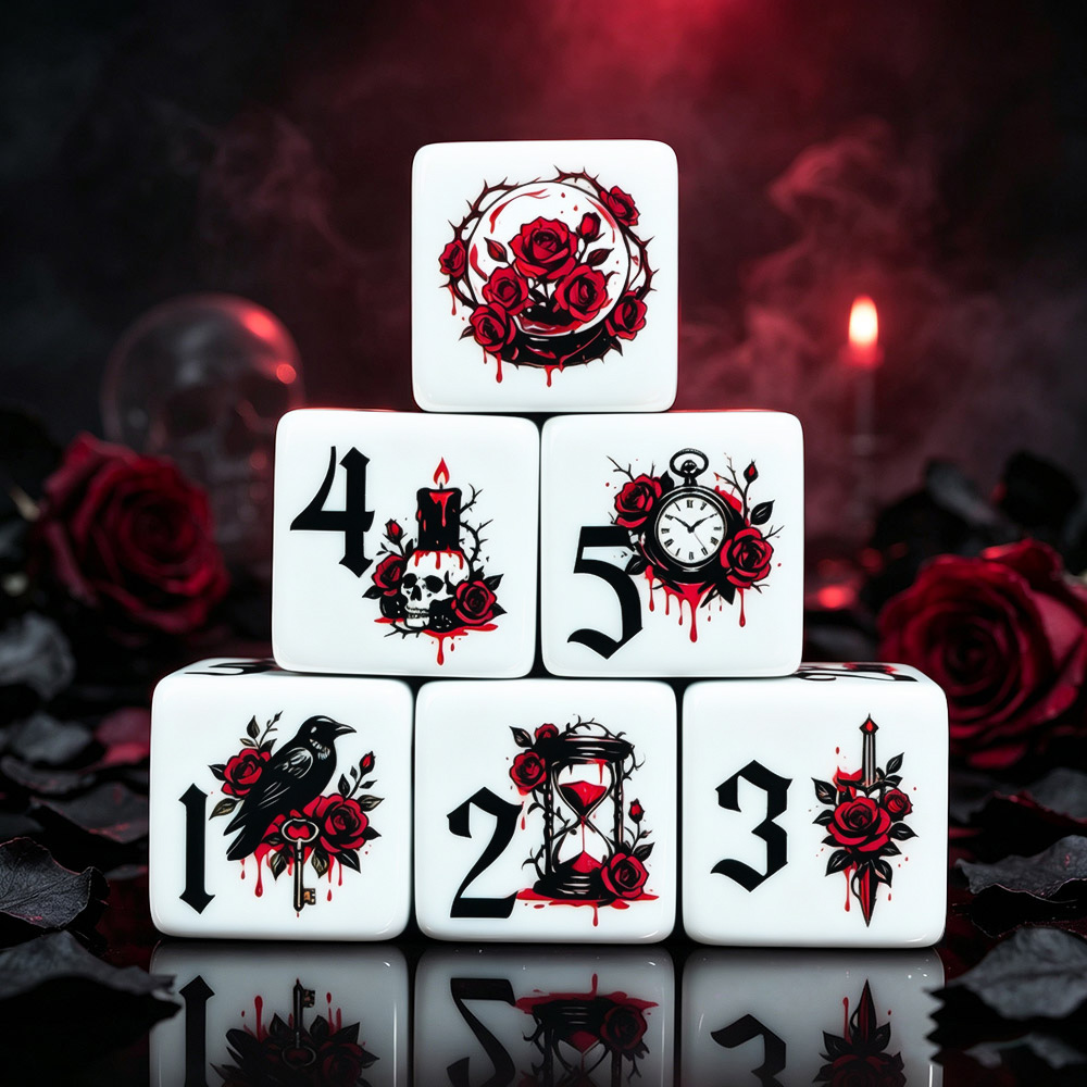 12Pcs Gothic Rose 16MM Printed - đánh giá và giá Board Game Live